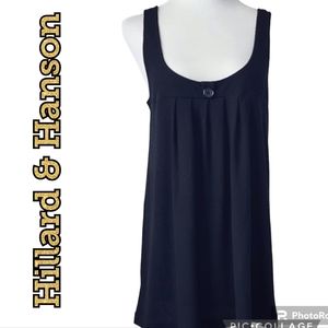 TOP Sleeveless HILLARD & HANSON Black Knit Sweater  Gathered Button Sz Lrg